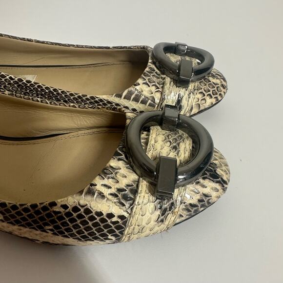 Diane Von Furstenberg Women's Snake Print Buckle Ballet Flats Size 8 Leahter - Picture 6 of 10